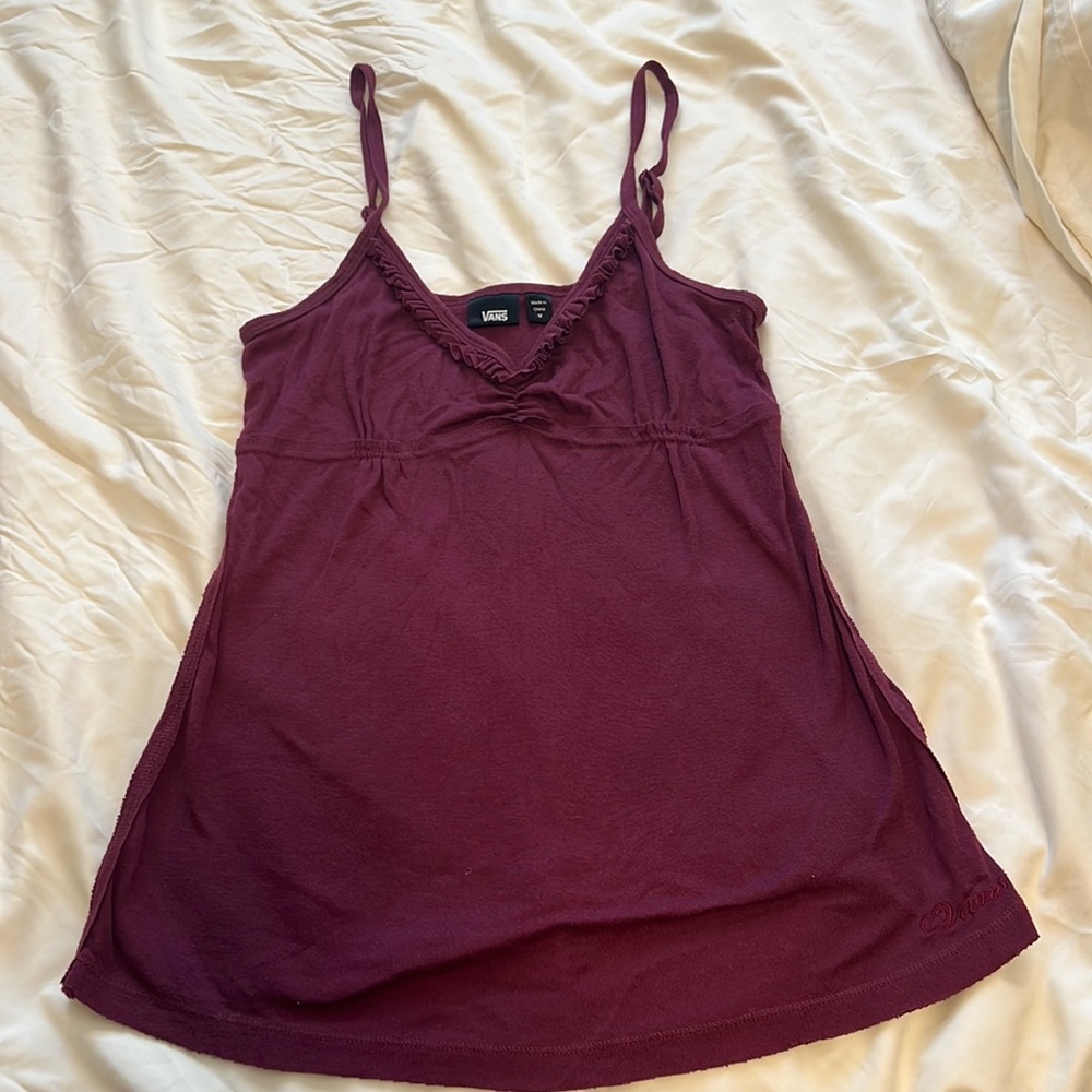 Vans maroon ruffle tank with adjustable straps - medium